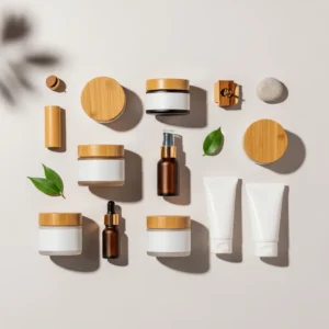 Imagem plana gerada por IA de produtos de higiene pessoal
