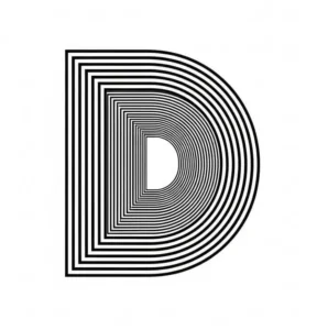 Capital letter D with concentric shapes generated from Quillbot's AI image generator