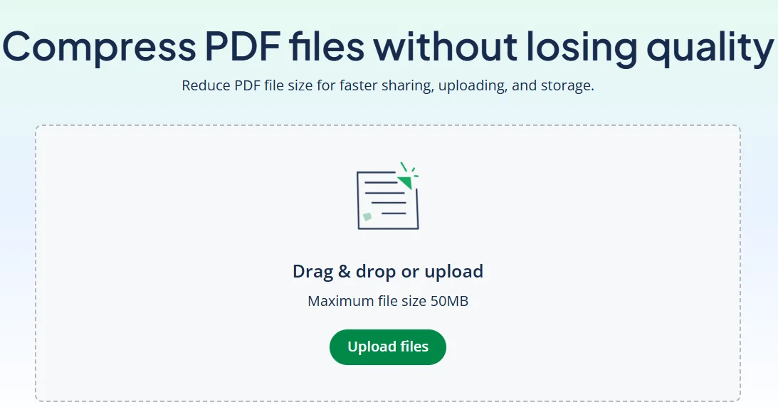 Quillbot's Compress PDF tool