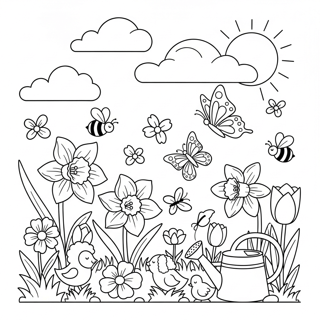 coloriage printemps