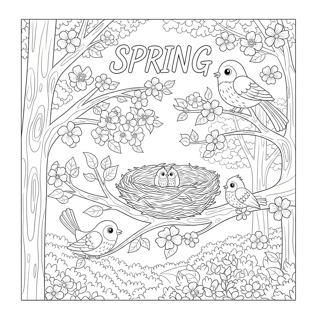 coloriage printemps