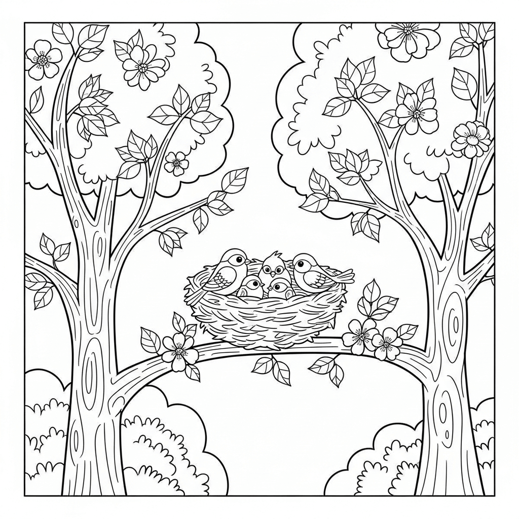 coloriage printemps
