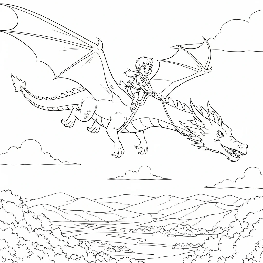 Drachen-Ausmalbild