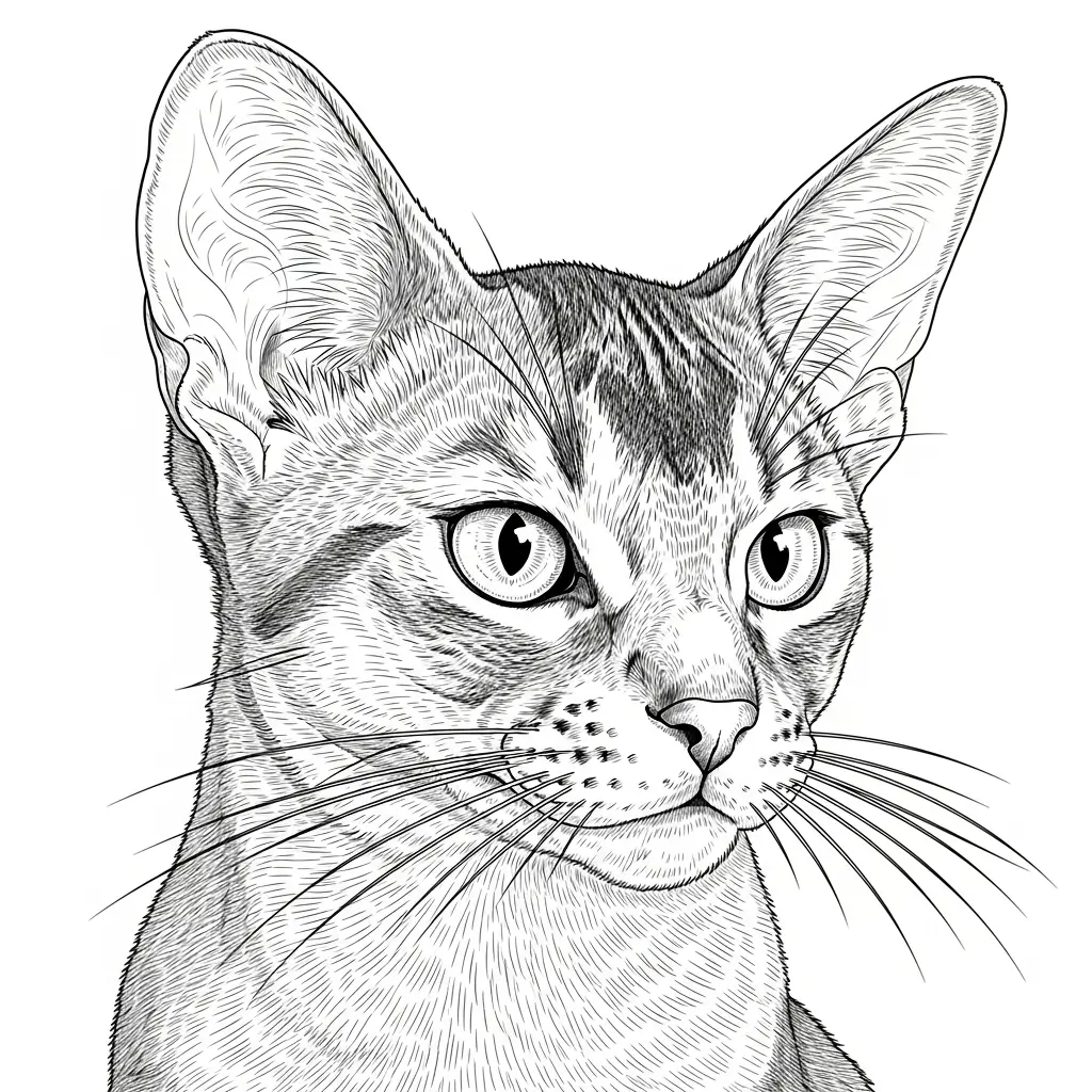 coloriage chat abyssin portrait