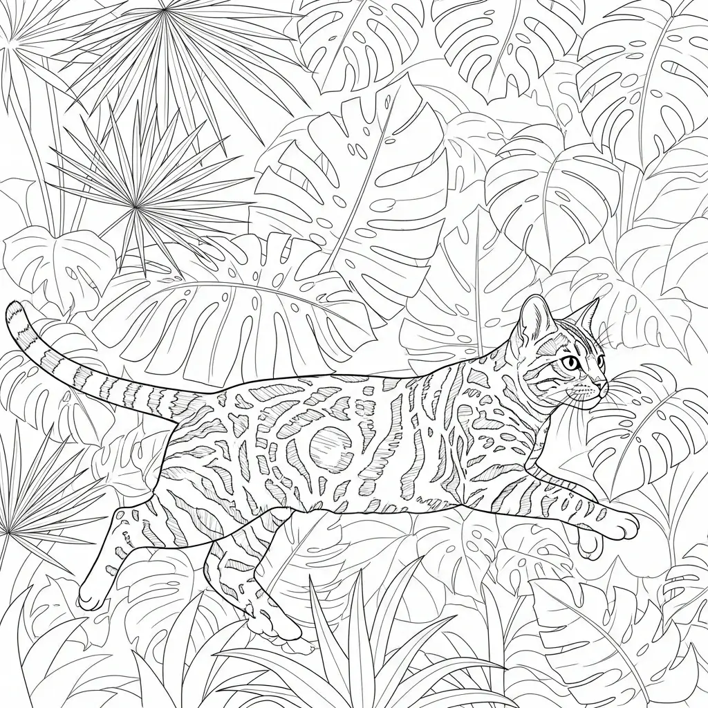 coloriage chat bengal
