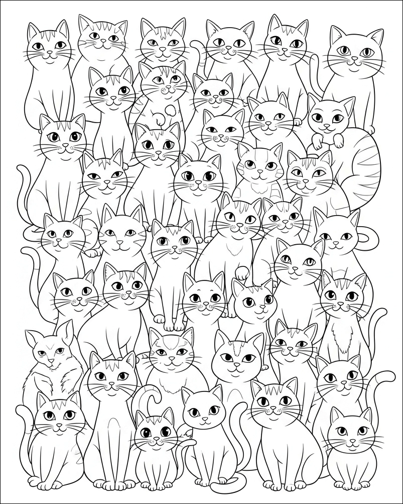 coloriage chat difficile