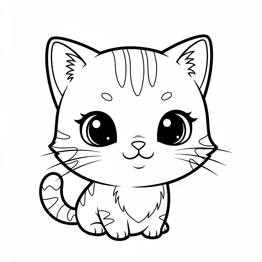 coloriage chat enfant kawai