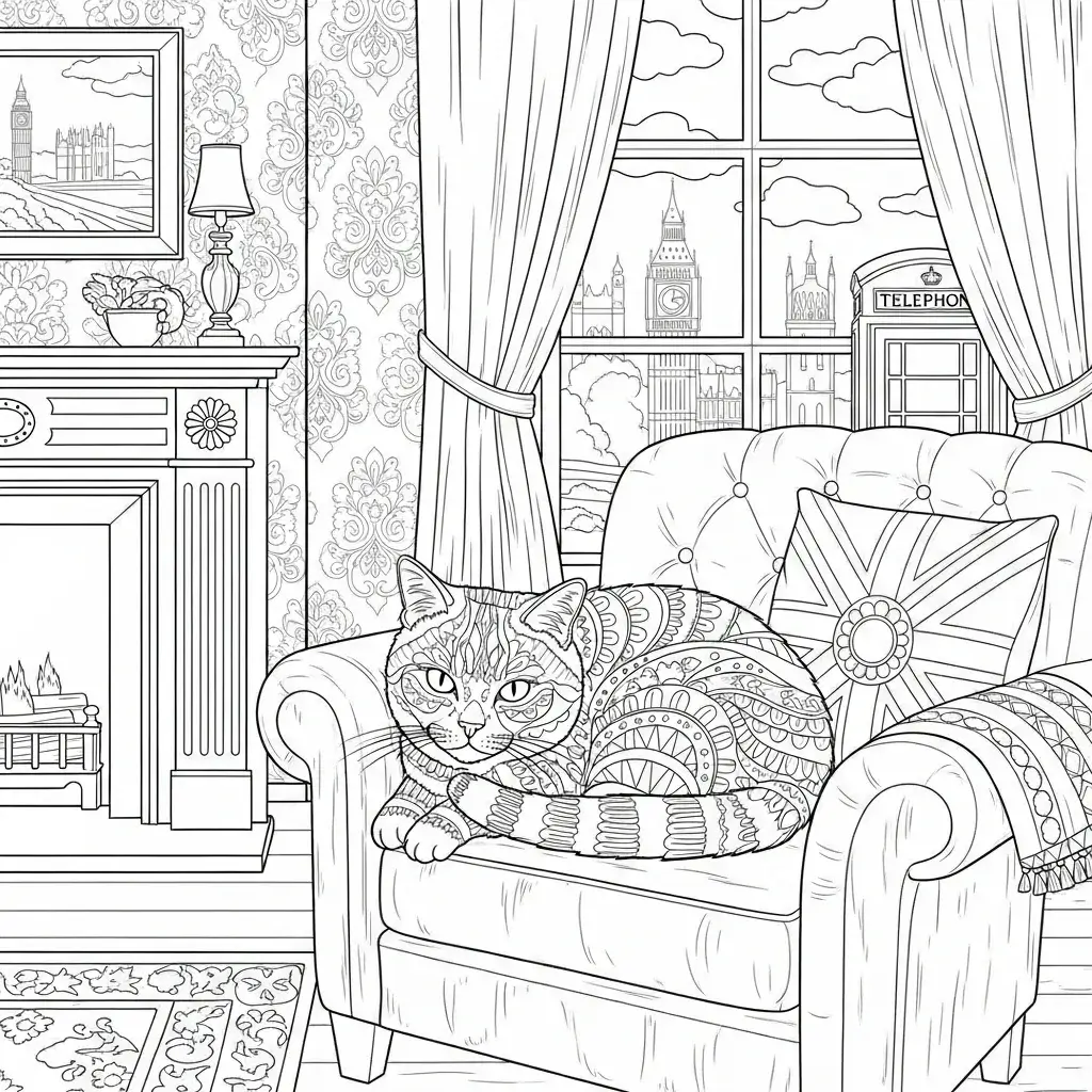 coloriage chat mandala londres