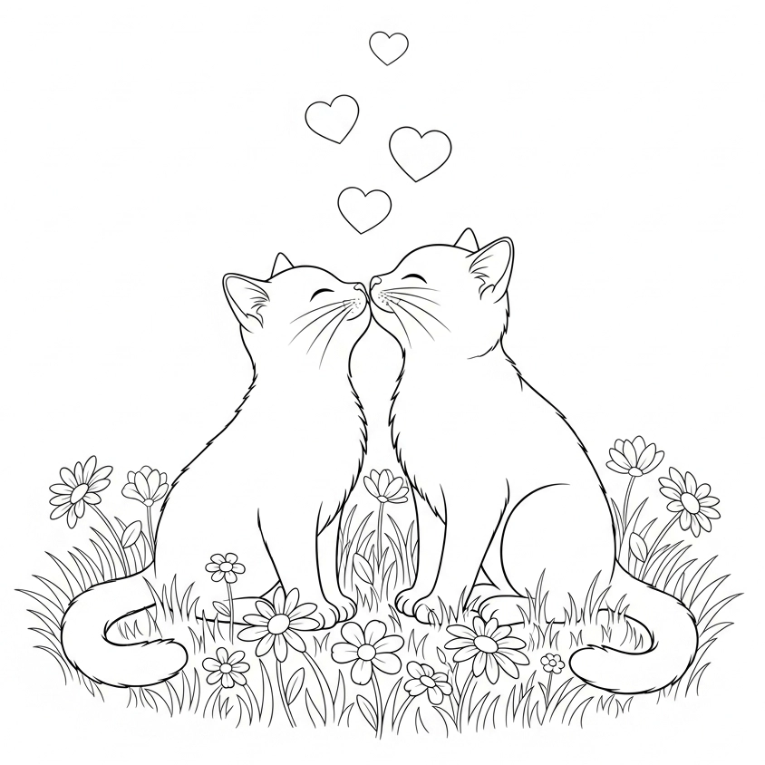 coloriage chat mignon