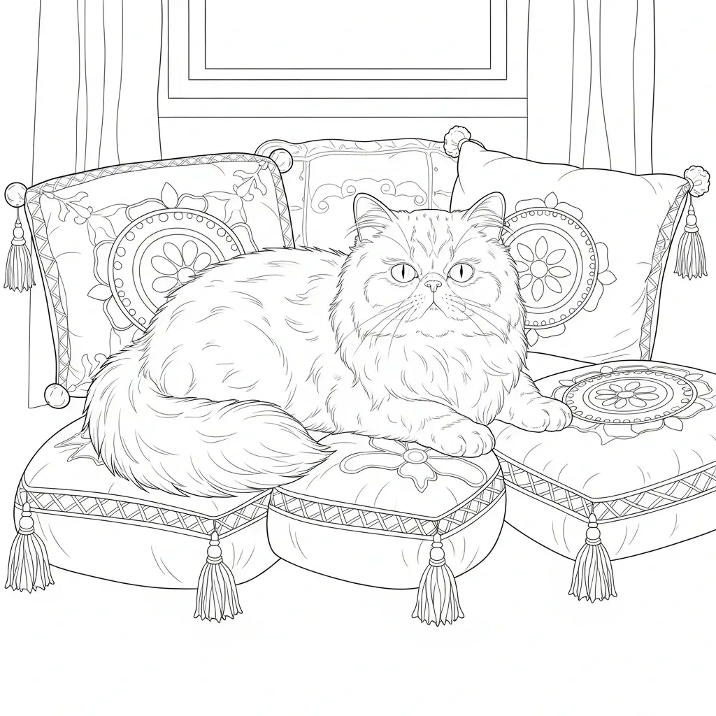 coloriage chat persan