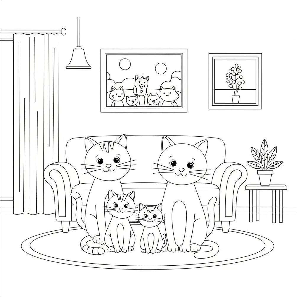 coloriage chat salon